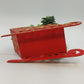 Santa Claus Wood Sleigh Card Holder Candy Bowl Pinecone Christmas 9" Centerpiece