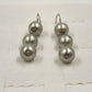Sterling Silver 925 Triple White Gold Faux Pearl Dangle Drop Earrings 2"