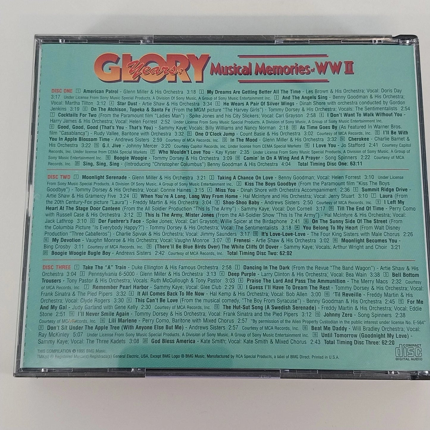 Glory Years Musical Memories of WWII 3 CD Box Set Various Artists Jazz RCA 1995