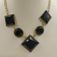 Jessica Simpson Chunky Black Faceted Square & Round in Gold Tone Chain Necklace