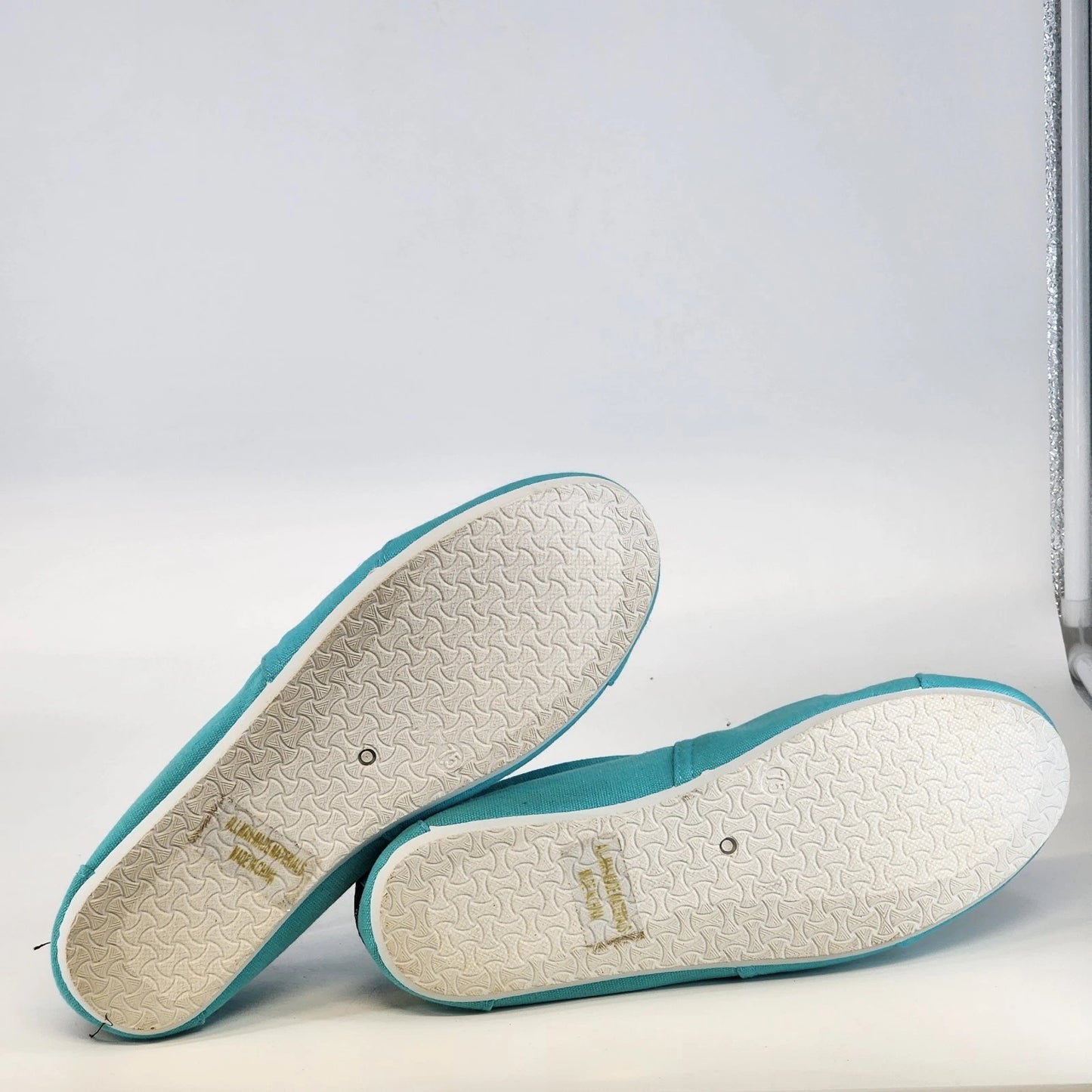 Aqua Light Blue Canvas Slip On Loafers Women 7.5 Casual