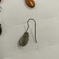2 Dangle Earrings Silver Onyx Lever & Bronze Amber Bead Hook Set Vintage