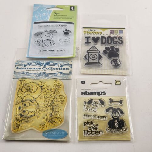 NOS Lot of 4 Packages Clear Unmounted Stamps Dogs And Puppies Design Vintage