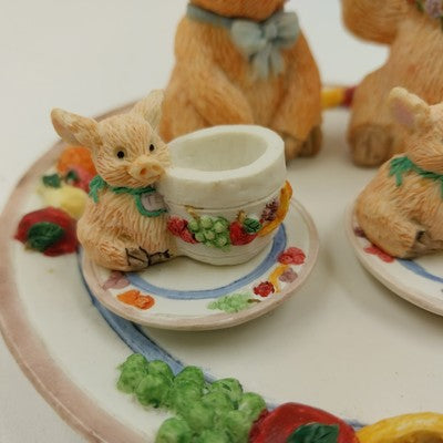 Youngs Inc Mini Tea Set 1995 Collectible Vintage Fruit Border Plate 5.25"