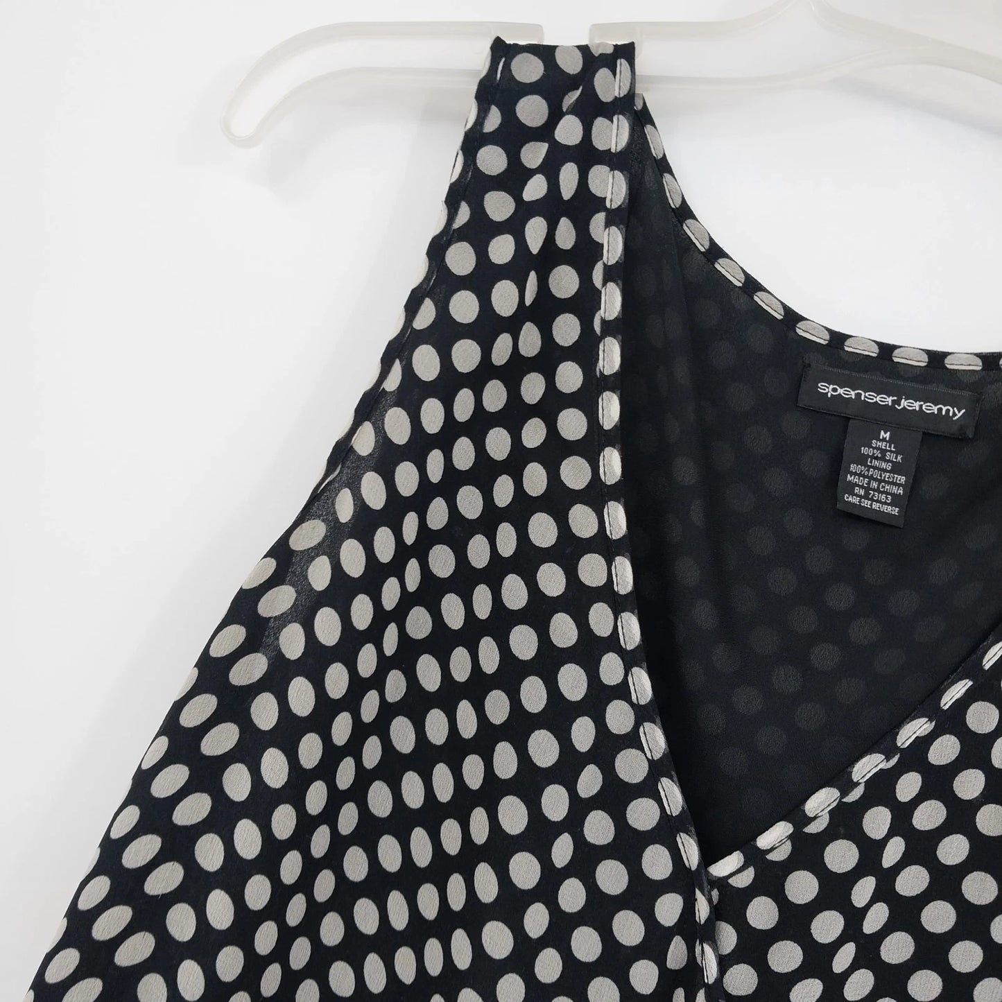Spenser Jeremy Silk Polka Dot Wrap Front Blouse Womens M Sleeveless Ruffle Hem