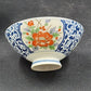 Set of 6 Japanese Imari Porcelain Bowls – Footed Noodle Ramen Flower Design | Vintage Red & Blue