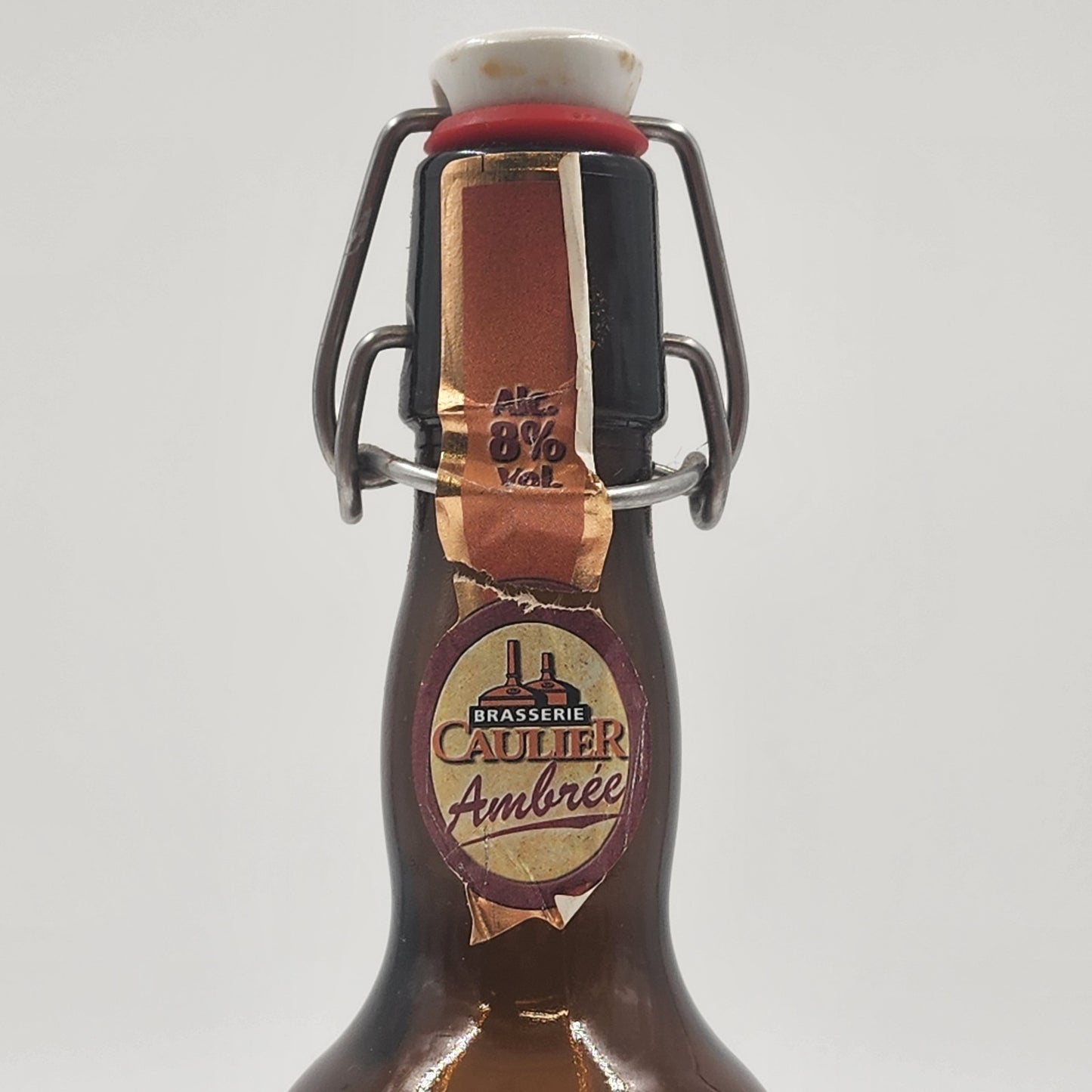Bon Secours Ambrée Heritage Beer Bottle Brasserie Caulier w Lightning Stopper
