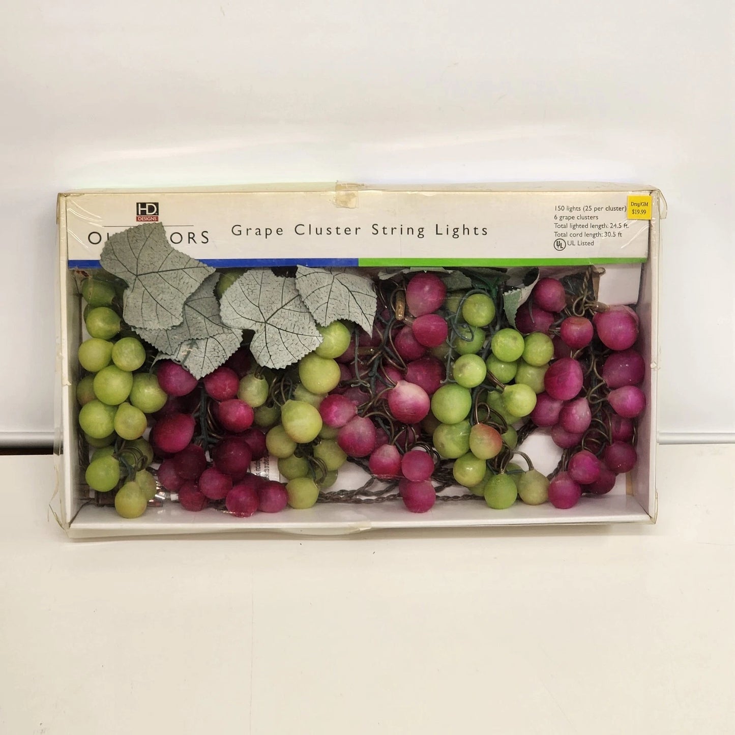 Grape Cluster String Light Set 6 Clusters 150 Lights Red Green New NOS Vintage