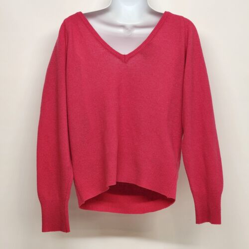 Topography Hot Pink V-Neck Wool Blend Sweater Women’s M 80% Wool Pullover