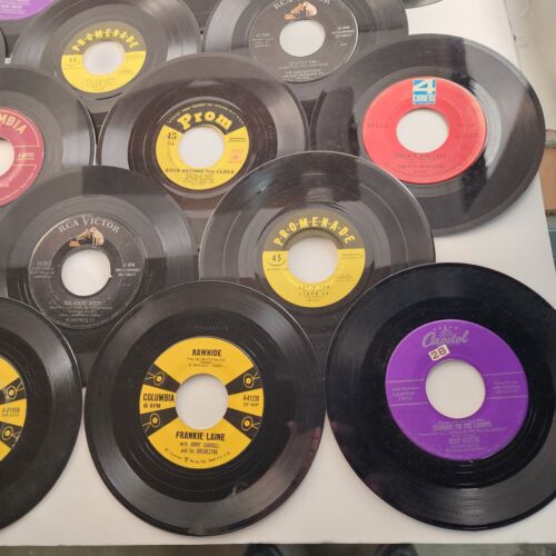 25 Rock & Roll Pop Country Hits 1950's Some Newer 45 RPM 7" Vinyl Some Sleeves