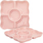 2 Pk Porcelain Pink Divided Serving Tray Appetizers 5 Compartments NEW 9.5"