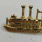Gold Tone Mississippi River Steamboat Paddle Wheel Brooch Pin Vintage Accessory