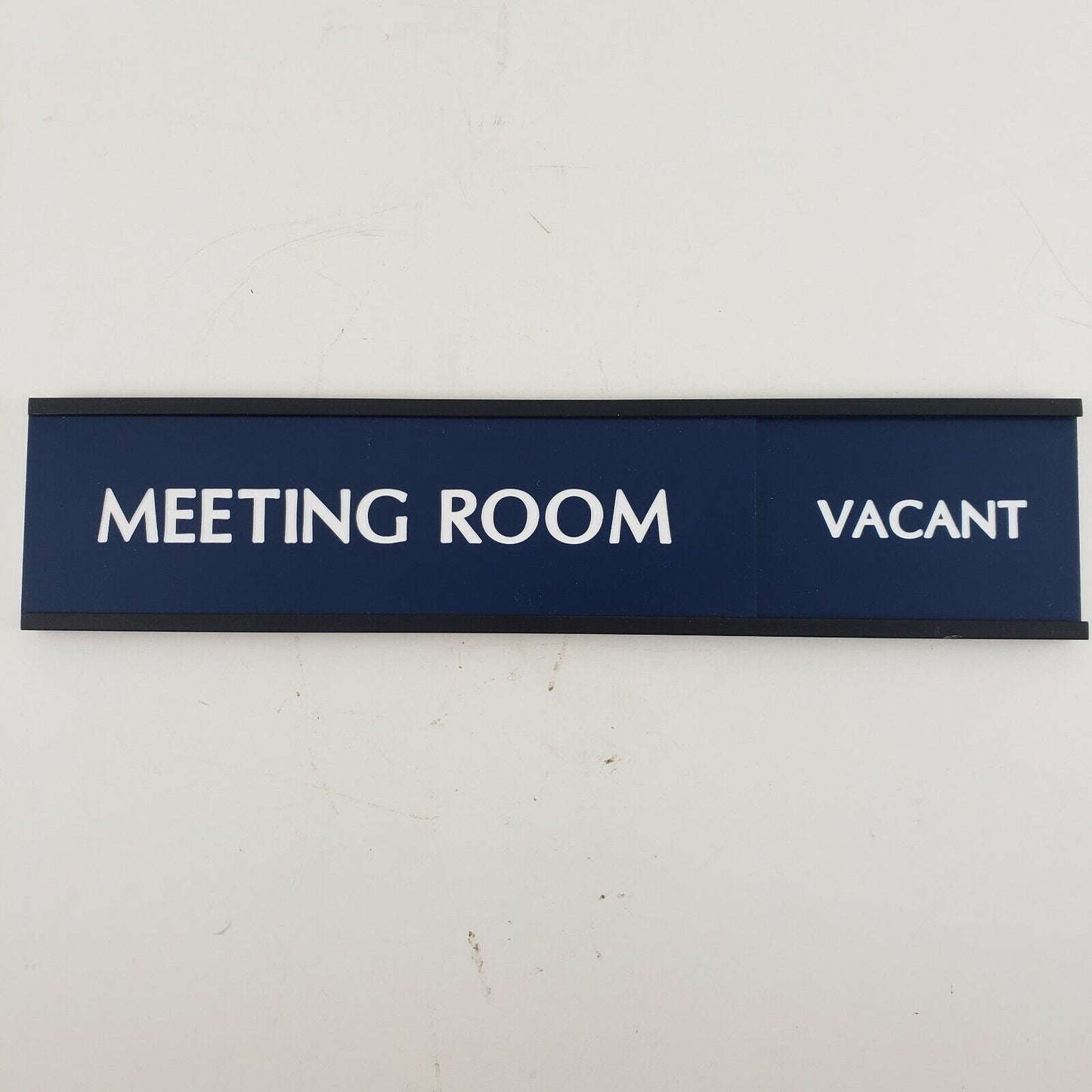 Sliding Meeting Room Sign In Use Vacant Blue Engraved