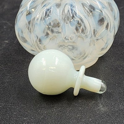 Fenton Glass Perfume Bottle White French Opalescent Lattice Optic Squat 4.25"