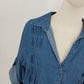 Gloria Vanderbilt Blue 3/4 Sleeve Roll Tab Shirt Blouse Large Chic Stylish Top