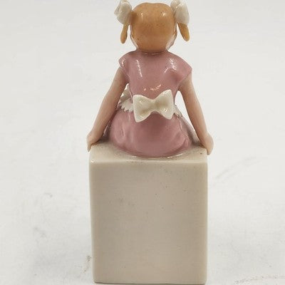 Rare Lenox Girl Twin Figurine – Vintage 4" Sitting Girl in Pink Dress with White Bows