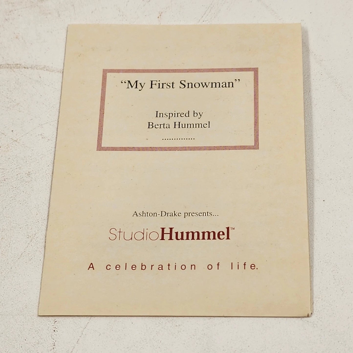 Berta Hummel MY FIRST SNOWMAN Christmas Ornament 2000 Goebel Porcelain 2.75"