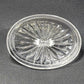 Brilliant Cut Glass Oval Divided Veggie Tray Stars Lines Scallop Edge Center Lid