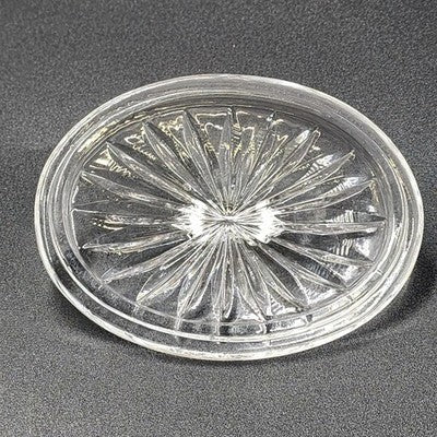 Brilliant Cut Glass Oval Divided Veggie Tray Stars Lines Scallop Edge Center Lid