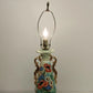 Hand Painted Urn Table Lamp Floral Pansy Gold Trim 30 Inch Vintage