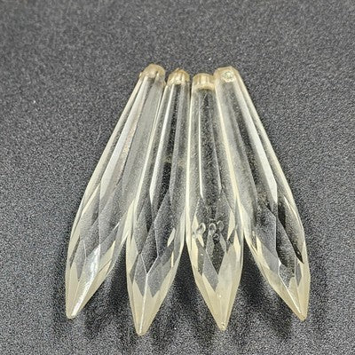 4 Icicle Spear Crystal Glass Antique Chandelier Prisms 3"x0.5" w Wire Connector