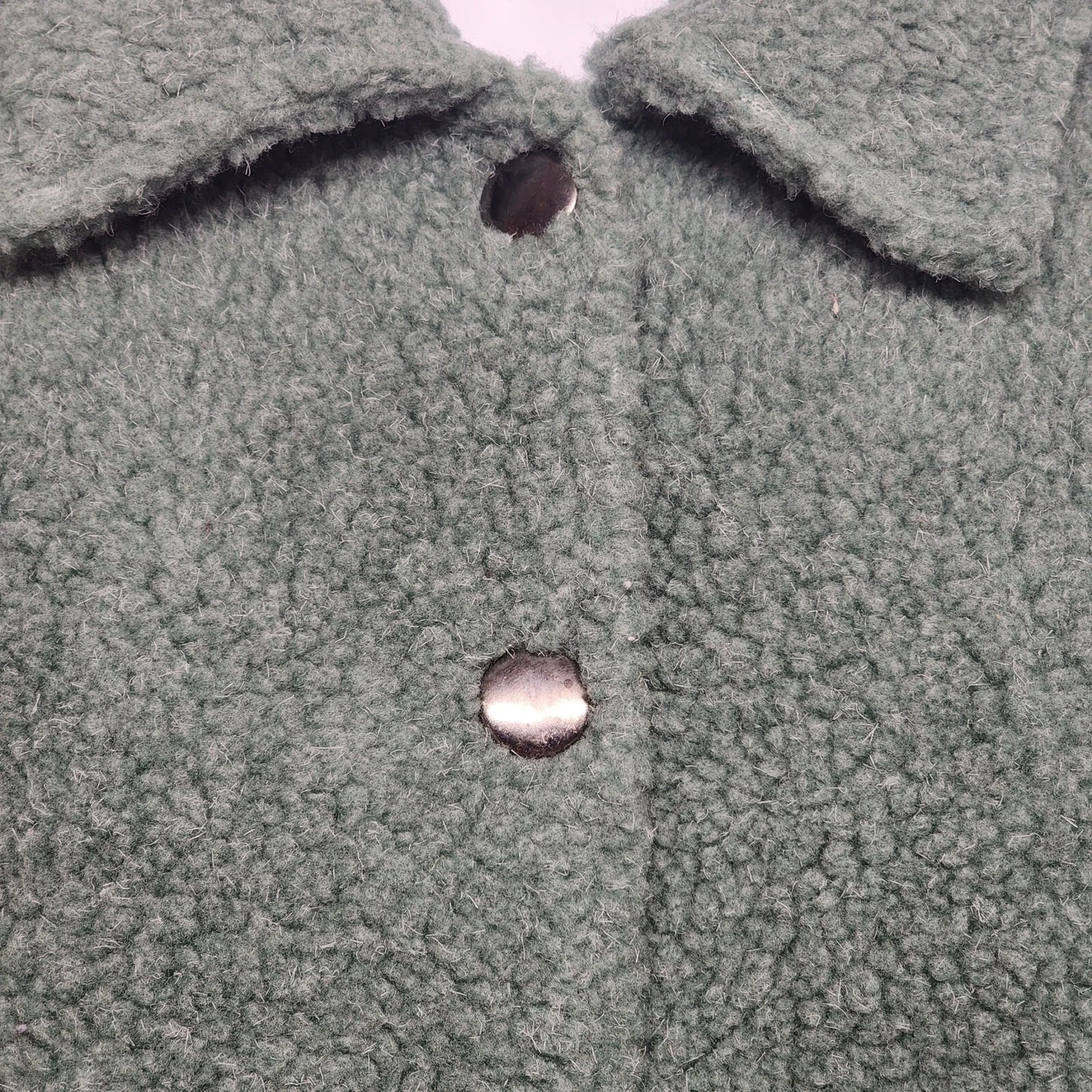Real Comfort Sherpa Jacket Sea Green Size Small Button Up Long Sleeve Soft Cozy