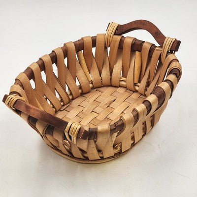 Oval Basket with Wooden Handles 12"x9" LaVeeda Hand Woven Rattan Wicker