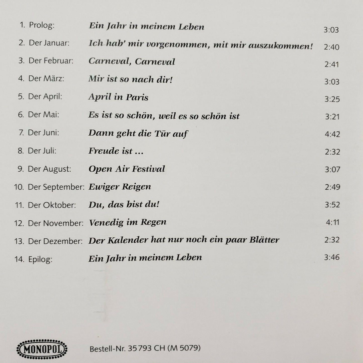 Ein Jahr In Meinem Leben by Dagmar Frederic Music CD Signed by Artist 1992 Pop