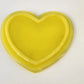 Degenhart Slag Glass Heart Trinket Dresser Box Yellow Mustard Caramel Swirl 3.5"
