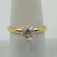 Gold Tone Solitaire Ring Faceted Round Clear Stone Women's 8.5 Fashion Jewelry