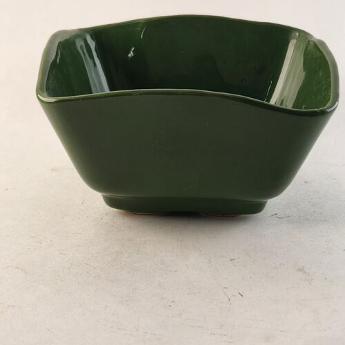 Shawnee USA Forest Green Square Tapered Planter Vase or Bowl 7" x 6.5" x 4"h