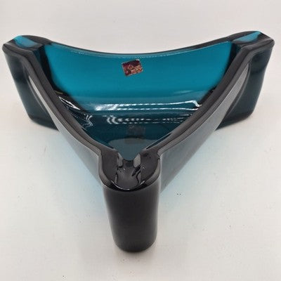 Ashtray Triangular Blue Cigar 10" Viking Bluenique 1960's Mid Century Modern