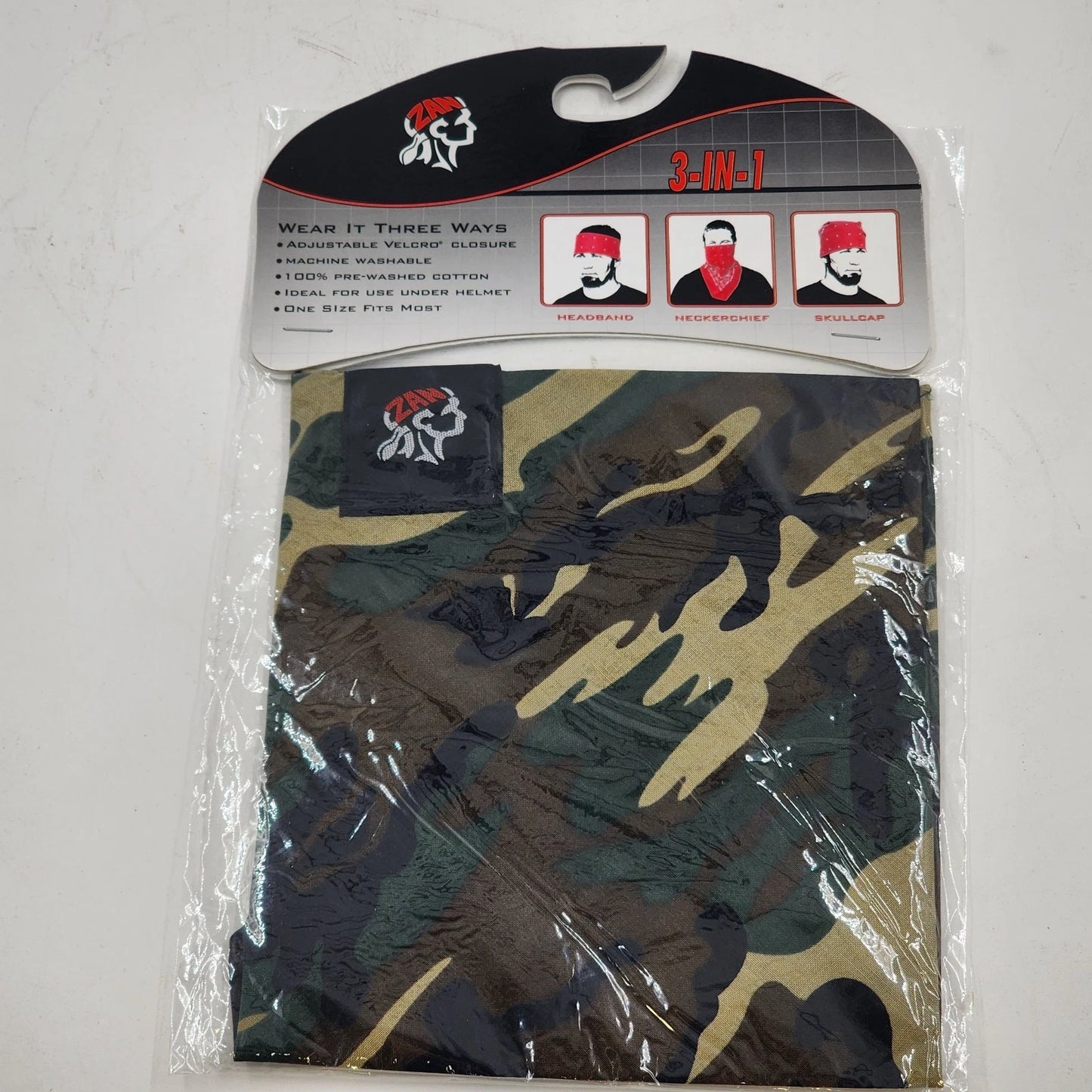 ZANheadgear SportFlex 3-in-1 Bandanna Camouflage BV011 Adult Hook & Loop NOS