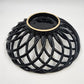 Black Lattice Glazed Ironstone Bread Fruit Bowl Basket Palermo by Artimino 13"d