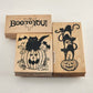 Northwoods Halloween Pumpkins Design & Boo Pattern Wooden Mounted Rubber Stamps