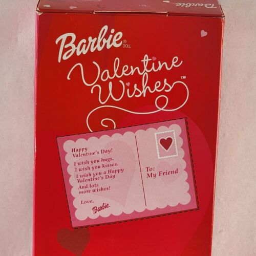 2001 Valentine Wishes Barbie Doll New Vintage Mattel Boxed NIB Hearts Pink Dress