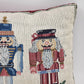 Christmas Nutcracker Soldiers Throw Pillow Tapestry Red Decor 15" x 11" Vtg USA