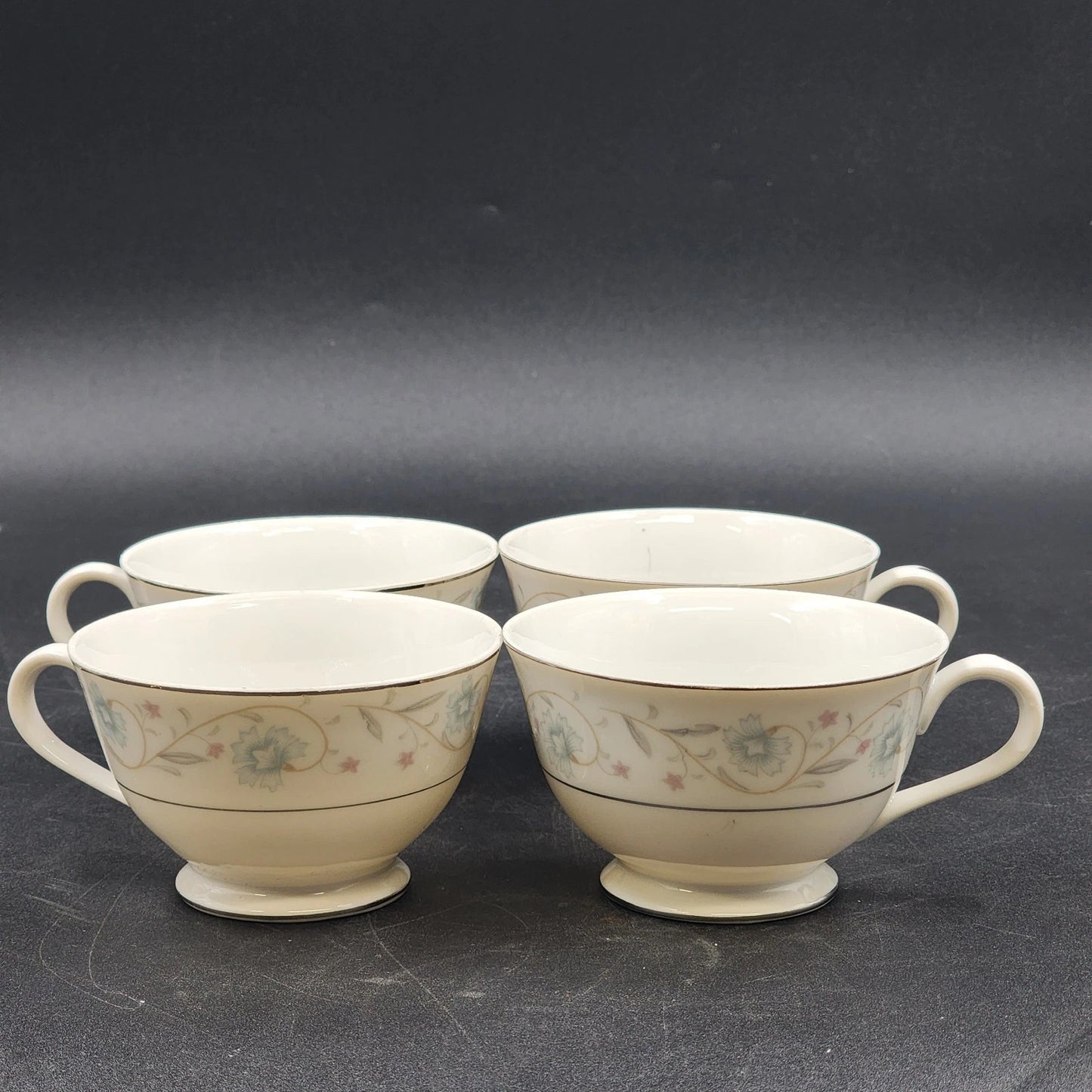 4 English Garden Footed Cups Coffee Tea Fine China of Japan 1221 3.5"d x 2.5"h