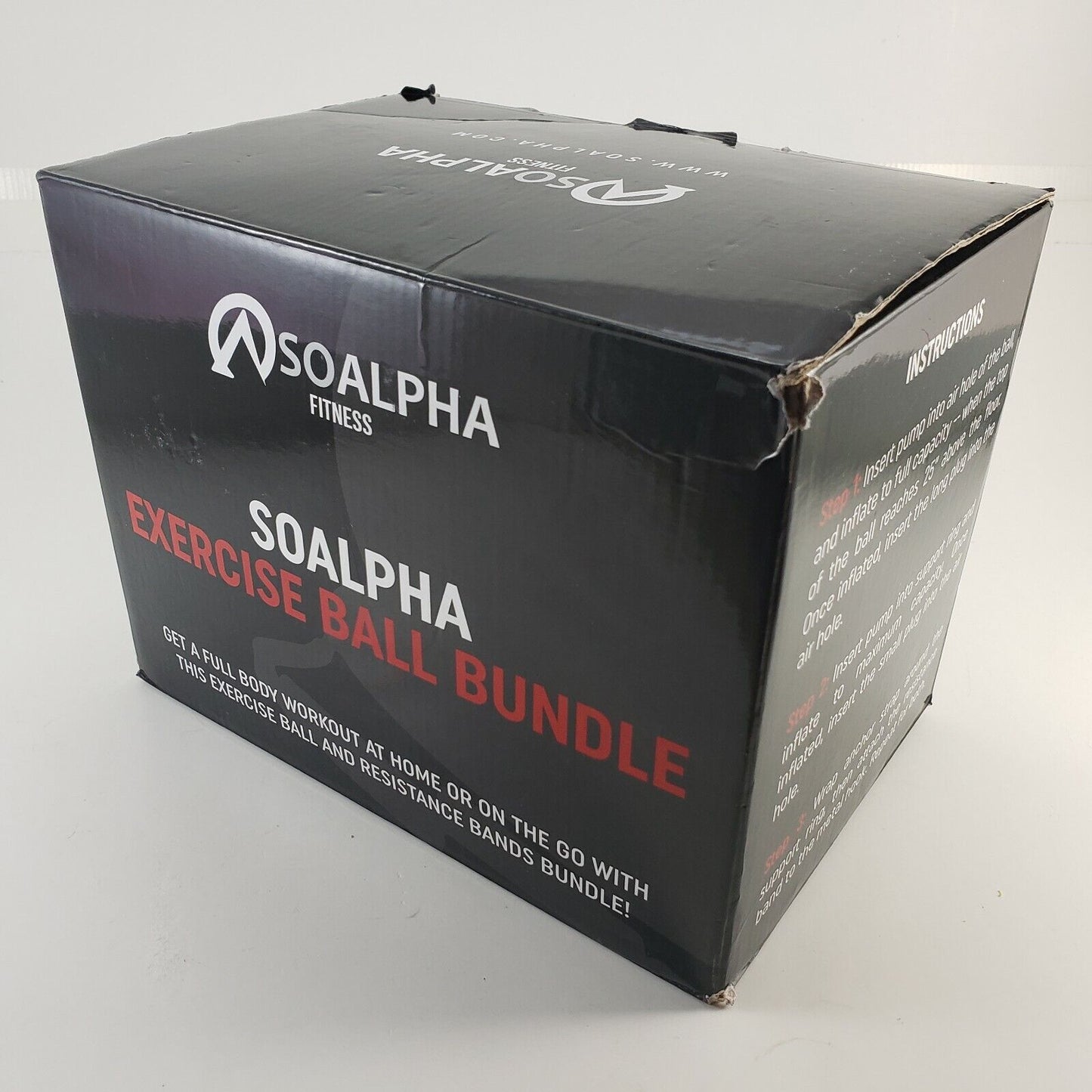SoAlpha Premium Excercise Kit Pump Inflatable Ball & Base 15 LB Resistance Bands