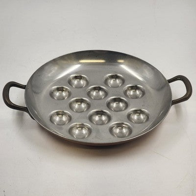 Aluminum and Brass Escargot Snail Serving Tray Pan Dish 12 Holes Stainless Steel