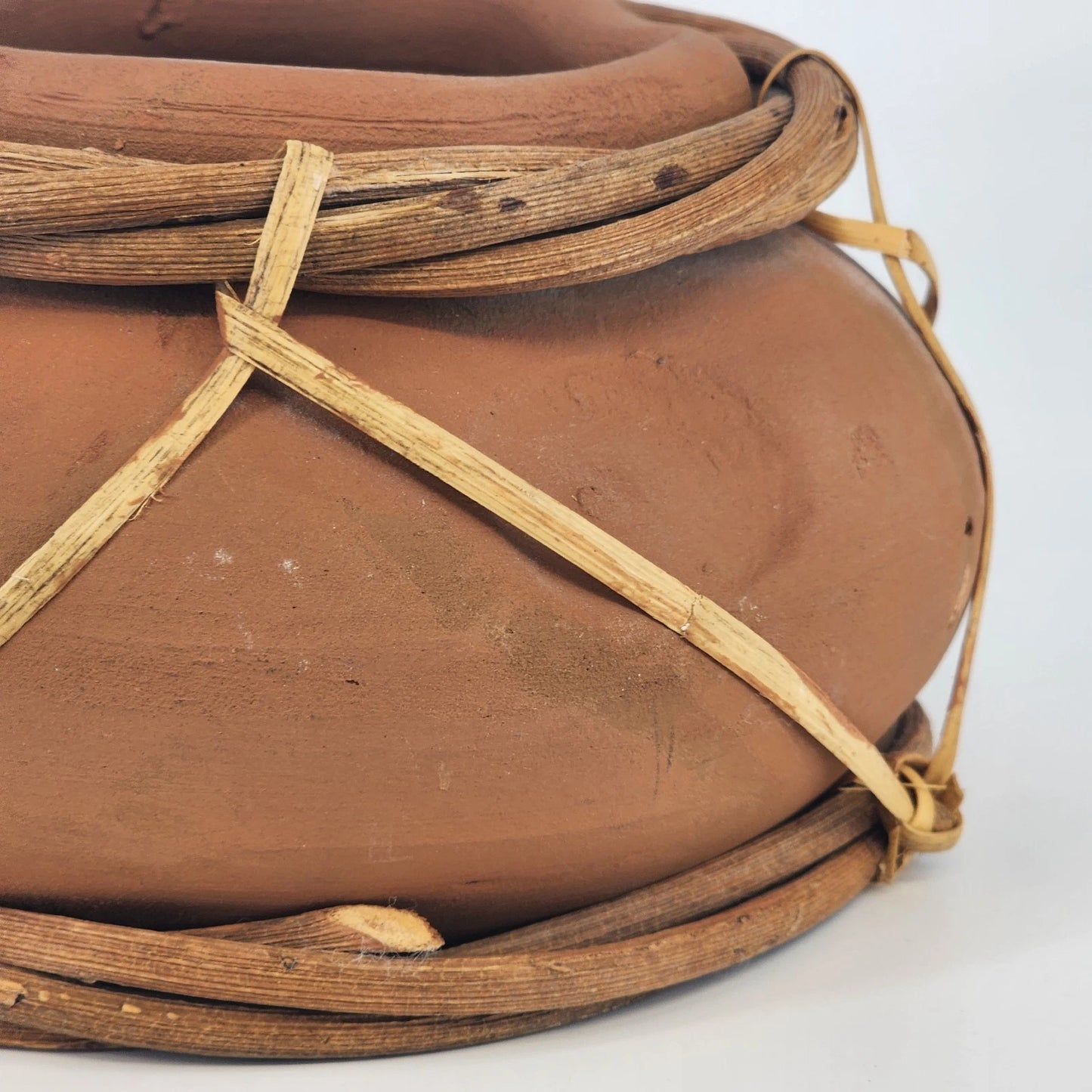 Orange Clay Pot Jug Pottery Vessel Folk Art Native American Style Terracotta Vtg