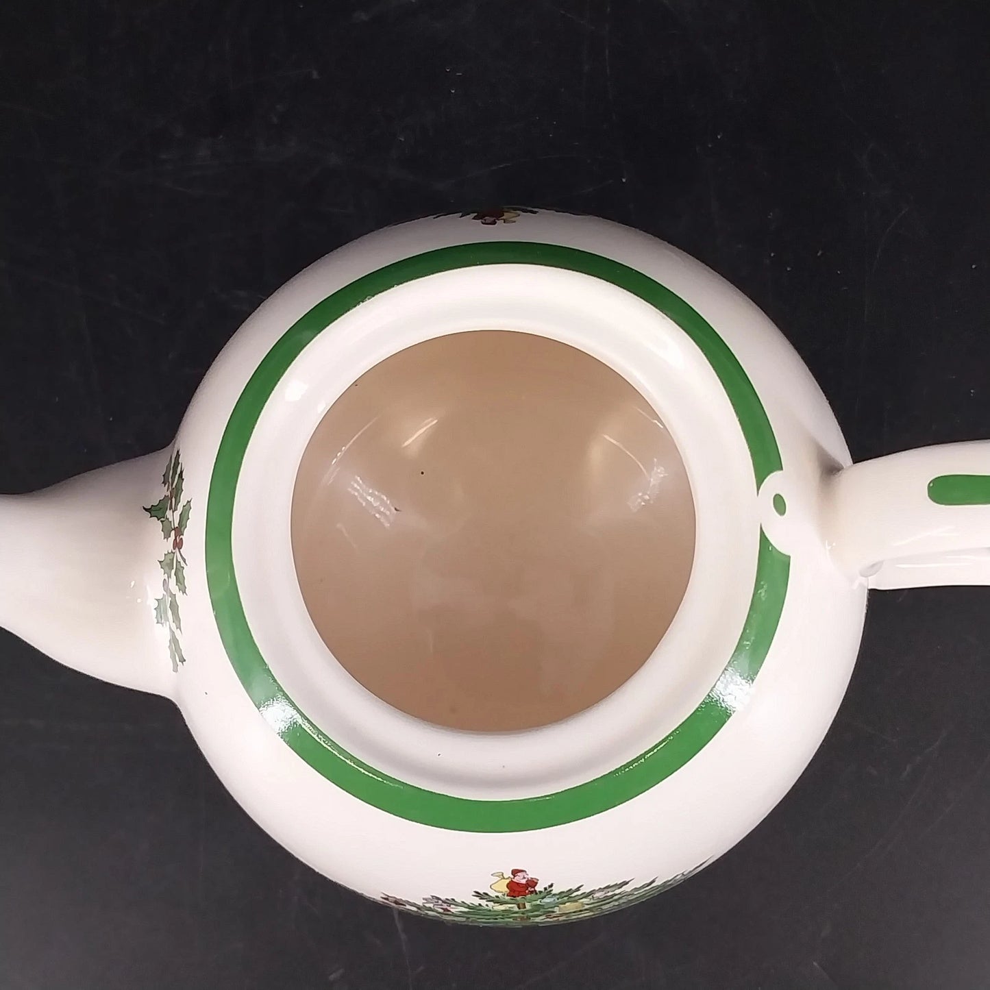 Spode Christmas Tree Teapot Lid Holly Gifts Stoneware England S3324-A6 Vintage