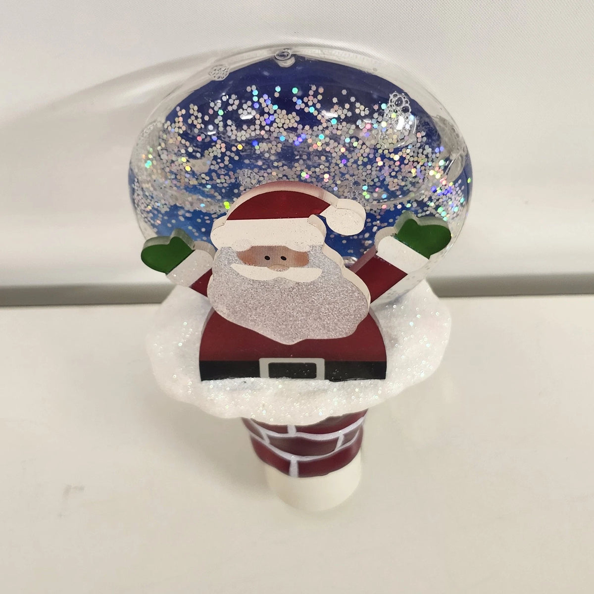 Santa Claus Christmas Night Light Glitter Snow Globe Chimney Plug In Holiday