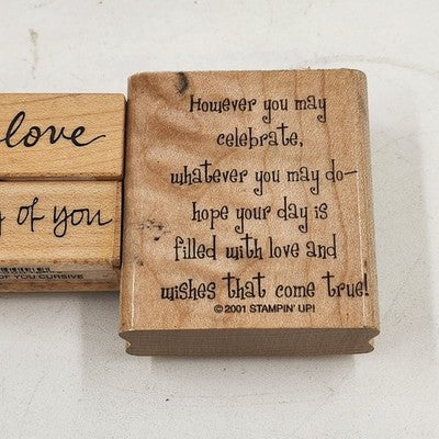 3 Rubber Stamps Love Theme With Love Thinking Of You Birthday Sentiment