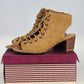 Bamboo LEROY-06 Lace Up Open Toe Booties Block Heel 8