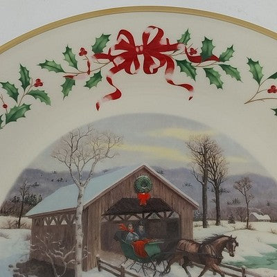 Lenox 2007 Annual Collector Christmas Plate 17th Series Numbered Covered Bridge