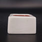 White Ceramic Square Container Candle Red Wax Single Wick Unused Vintage