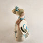 Lefton Southern Belle Girl Figurine Blue Dress Hat Japan 1960 Porcelain 5" #2354