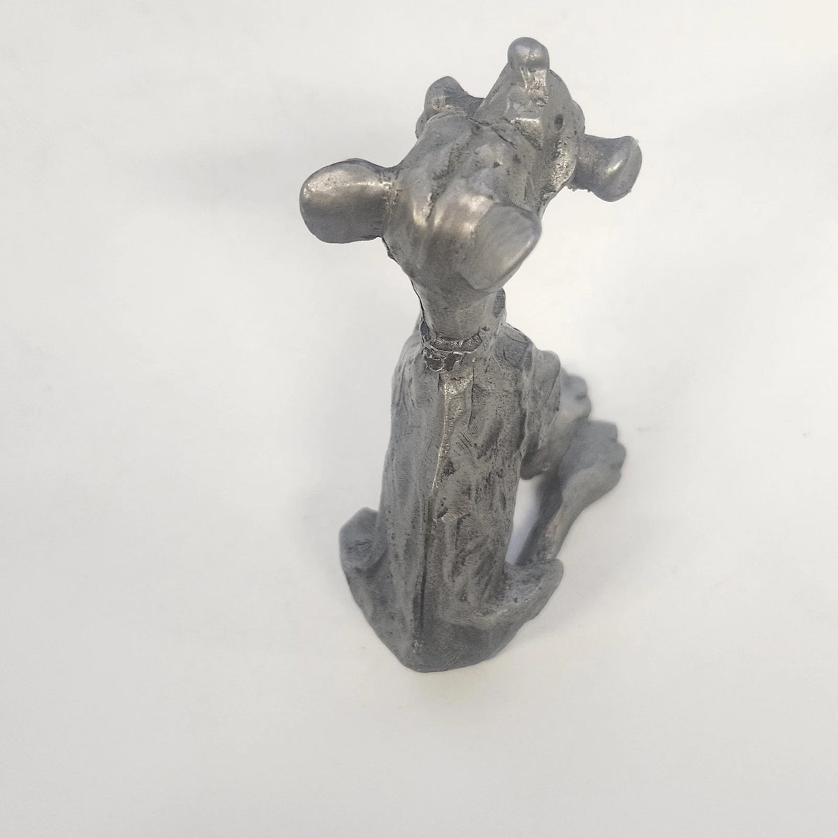 Kelly Waters Pewter Cartoon Dog 3" Seated Puppy Raised Paw Bone Animal Figurine