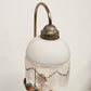 Lady Holding Peacock Table Lamp With Domed Glass Beaded Shade Art Deco Style 24"
